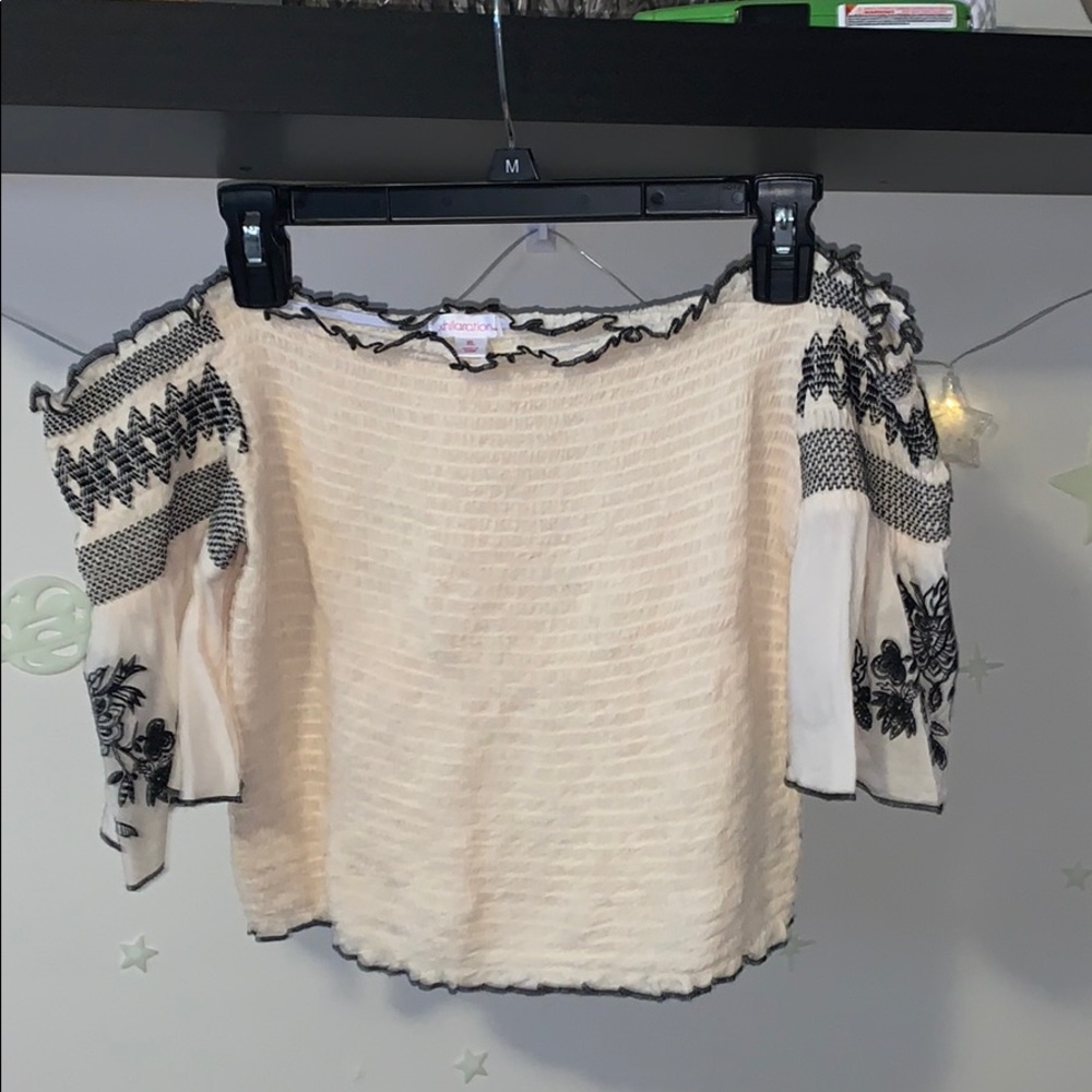 cinched off the shoulder crop top